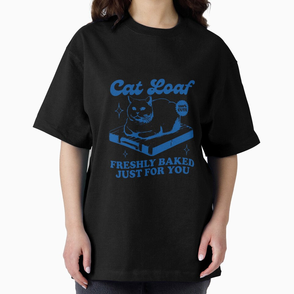 Cat Loaf Retro Illustration — Funny Bakery Inspired Blue Cat Art by Colorful-Garden