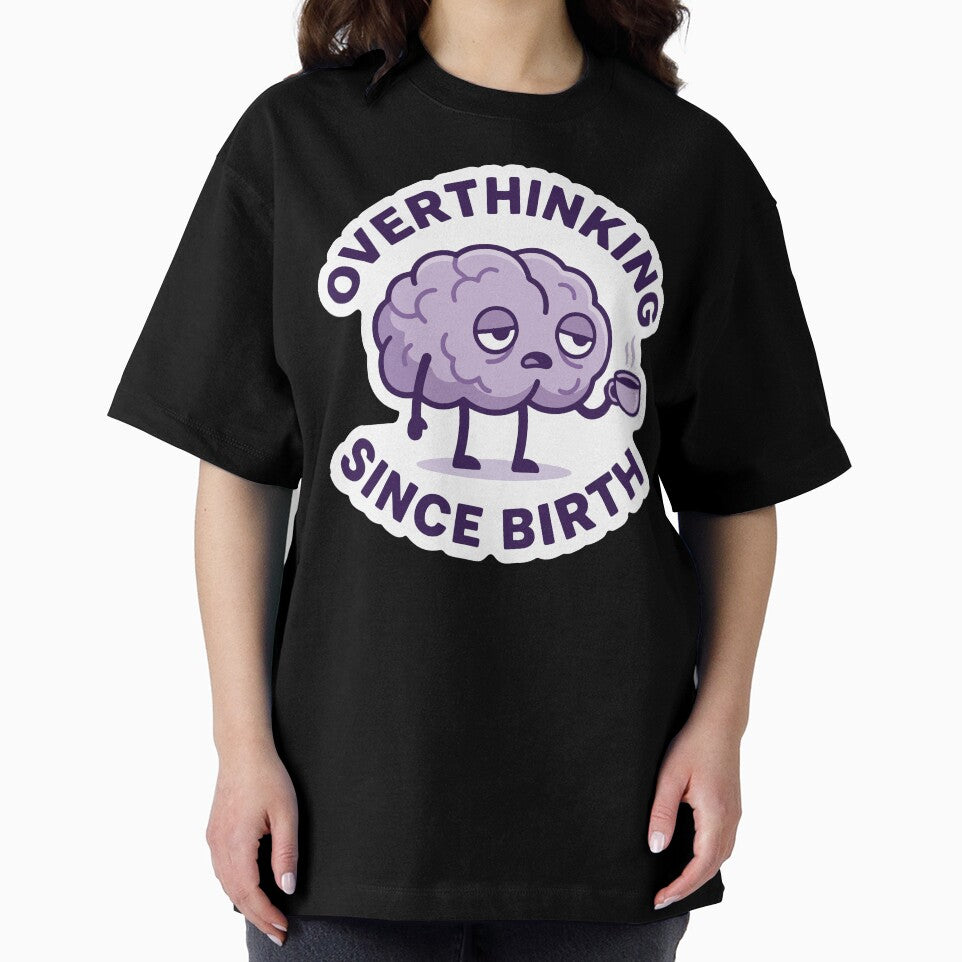 Overthinking Since Birth Funny Brain Mental Health Sticker by Colorful Dreams