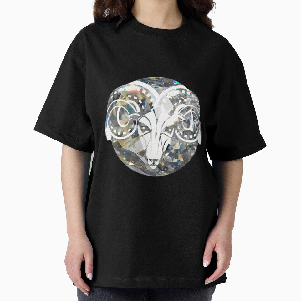 Aries Zodiac Symbol Silhouette Design With April Birthstone Diamond Background by TacoRose