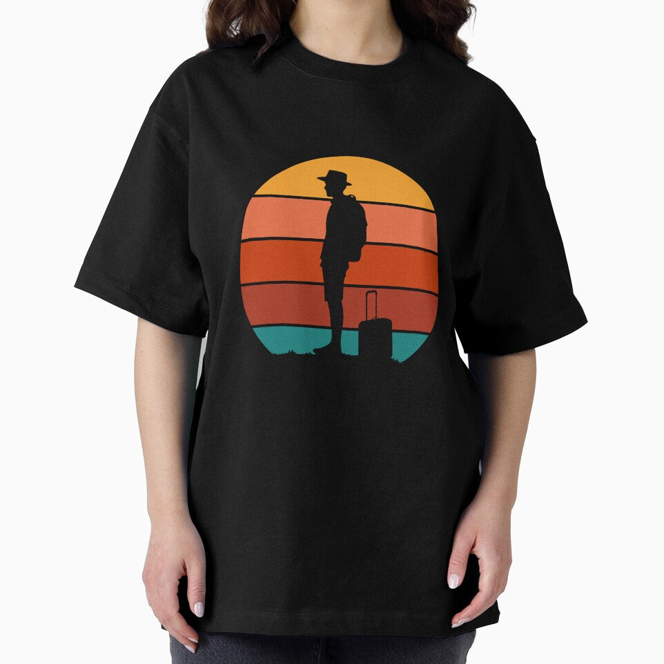 Solo Traveler Vintage Sunset Backpacker Travel Illustration by ShahinurSobuj