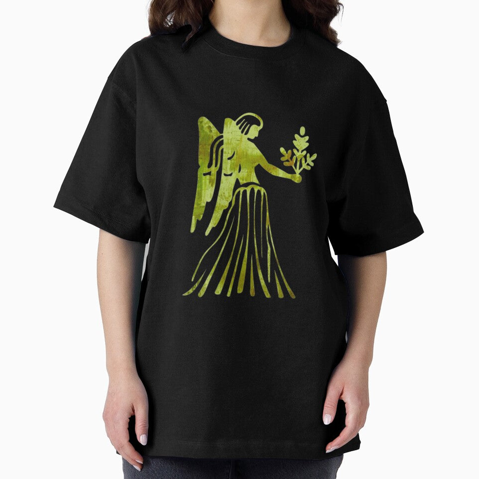 Virgo Zodiac Symbol Silhouette Design With August Birthstone Peridot Background by TacoRose