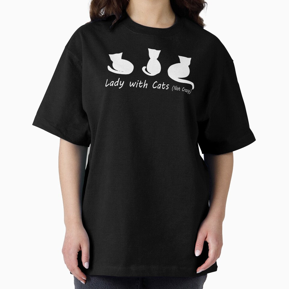 Lady with Cats (not crazy)  White on Black Background by nutmegfairy
