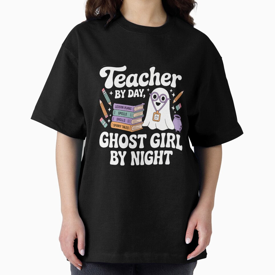 Teacher By Day Ghost Girl By Night Cute Halloween Teacher Shirt by Raw Tigers