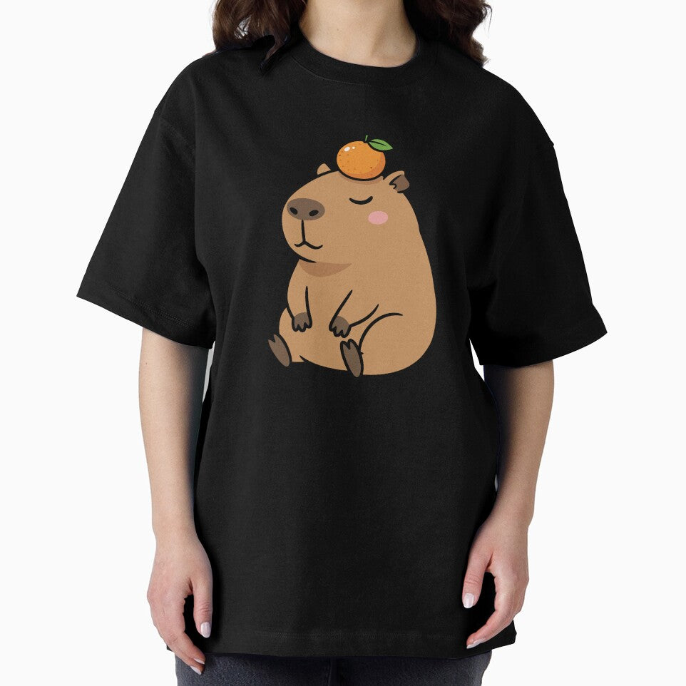 Zen Chill Capybara with Orange Yuzu Fruit by dmejpl