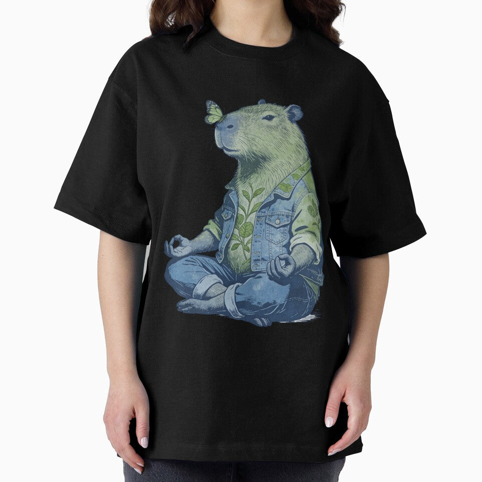 Zen Capybara Meditation Graphic - Vintage Indie Nature Lover Design by Cherrydora