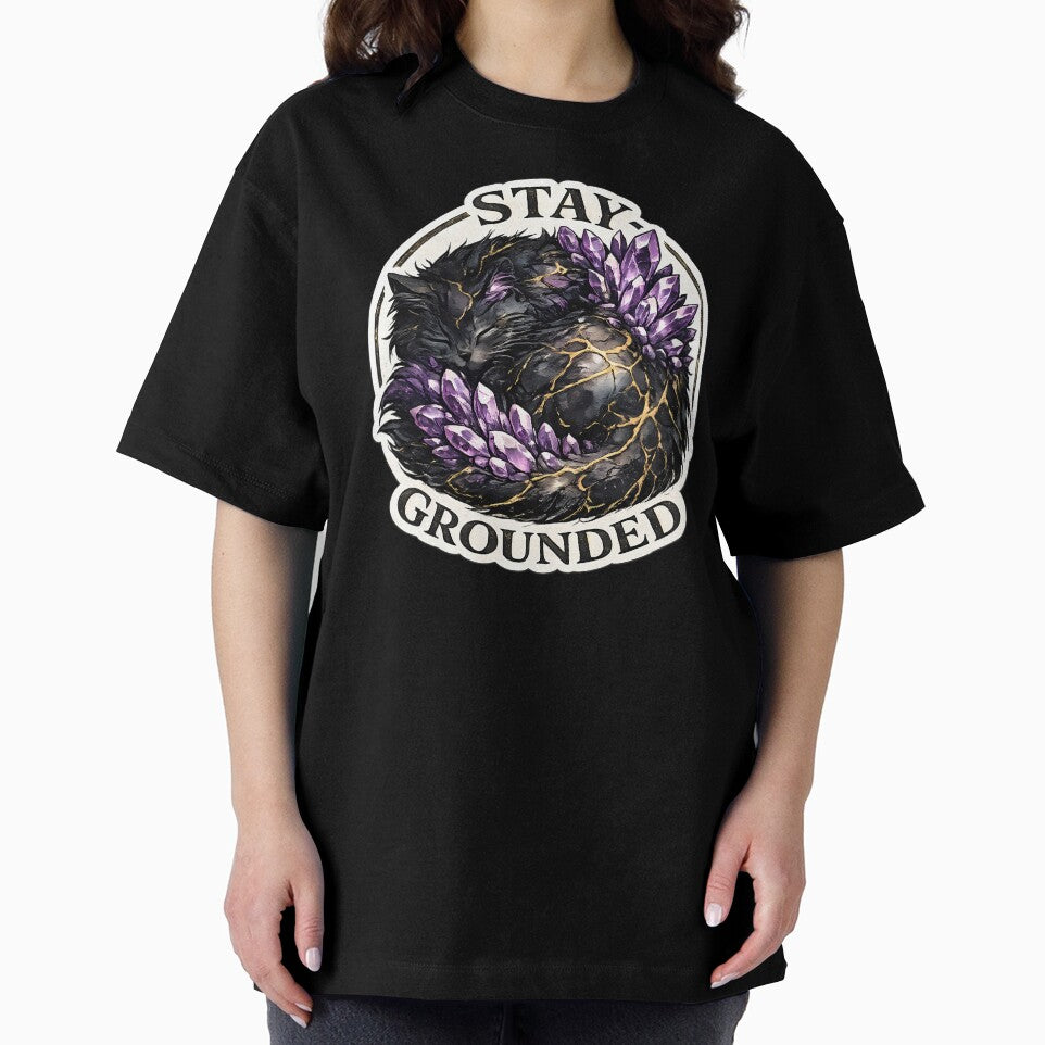 Stay Grounded Black Cat Amethyst Kintsugi by chattsuede