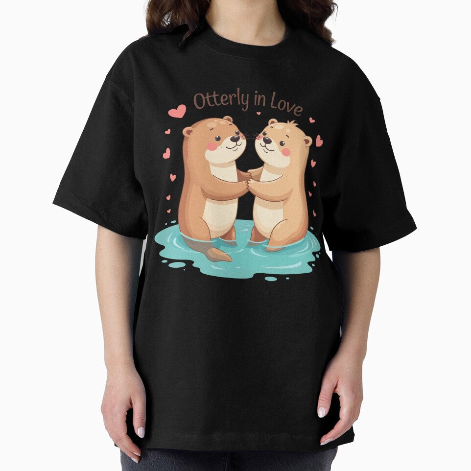 Otterly In Love - Cute Otter Couple Holding Hands Funny Valentine Pun by Design-Pro-21