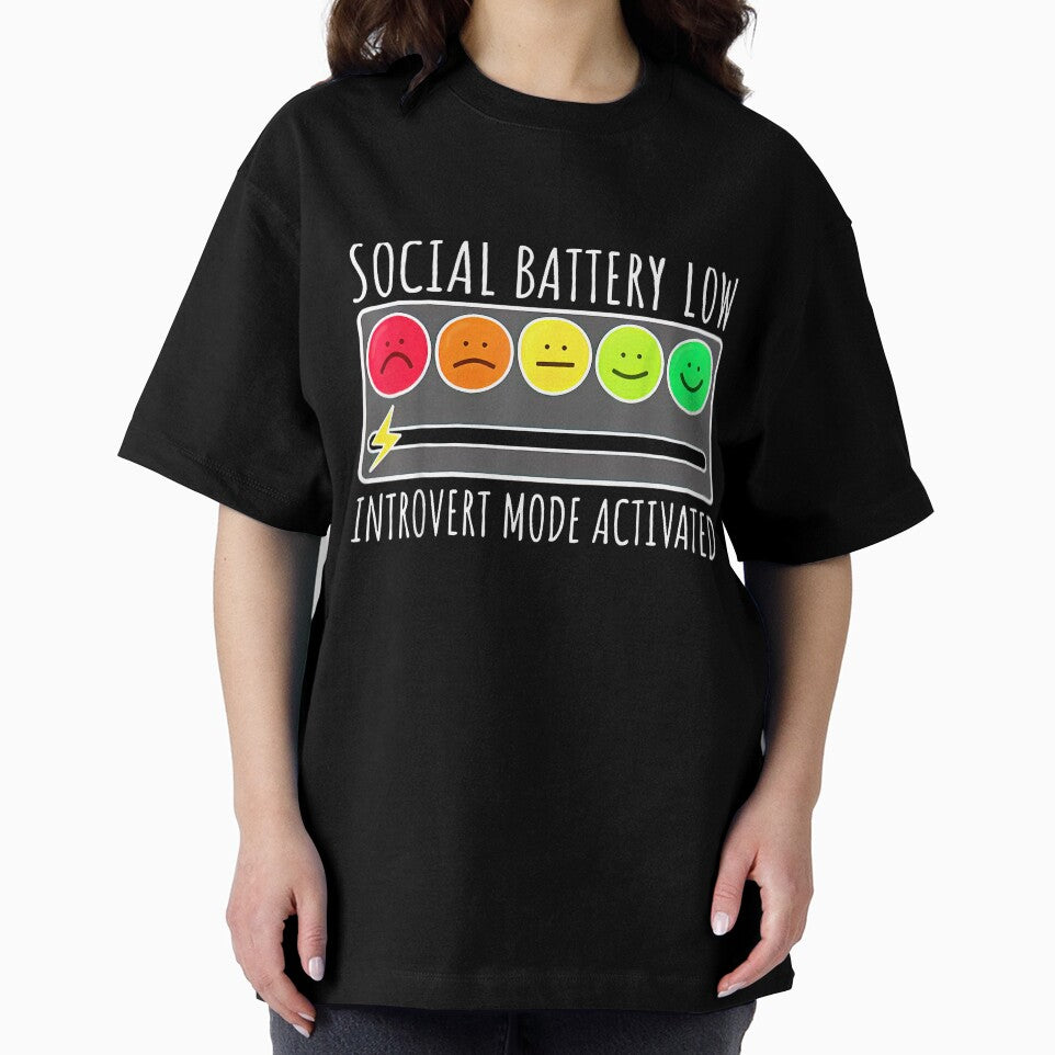 Social Battery Low Introvert Mode Activated Funny Sarcastic T-Shirt by gidget-gadget