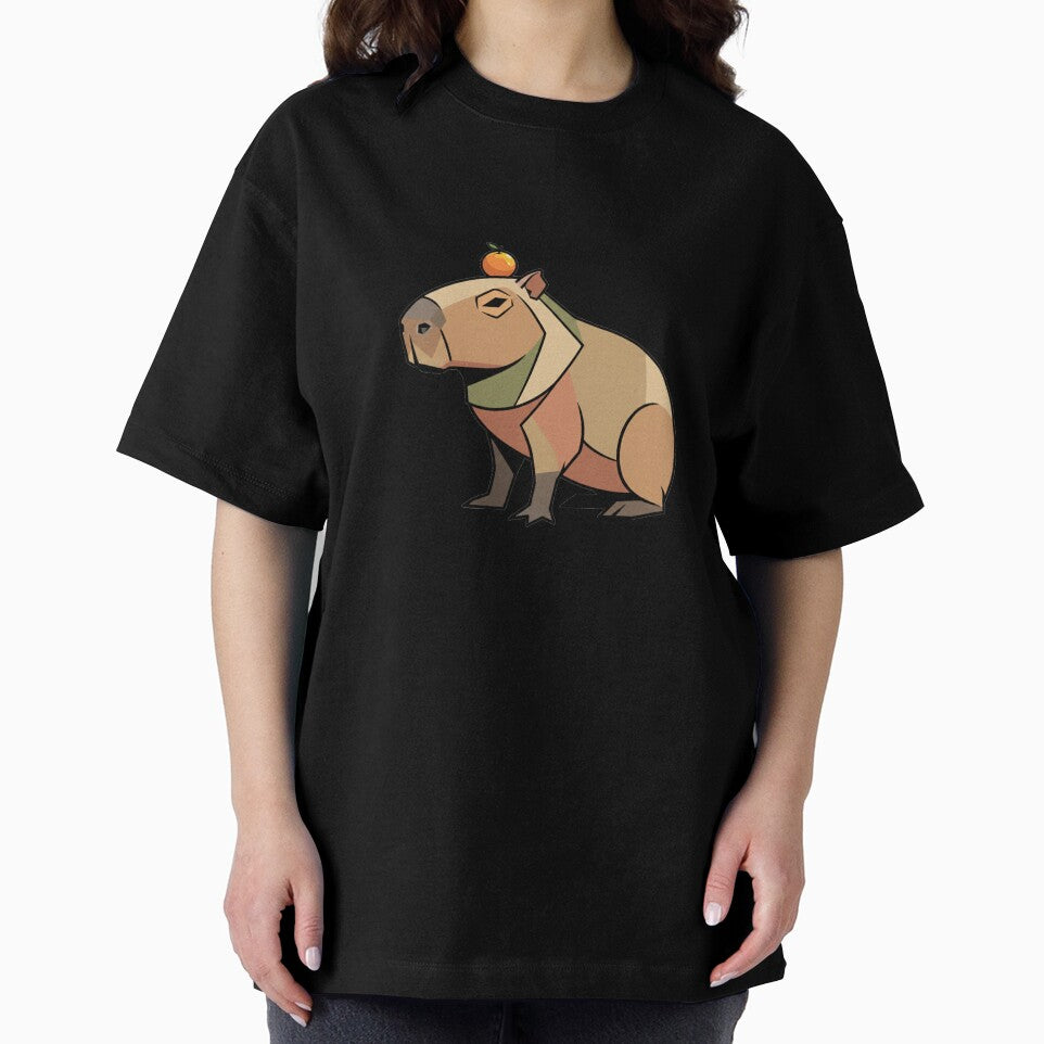 Geometric Capybara with Orange – Zen Aesthetic Vector by Maclaw200d