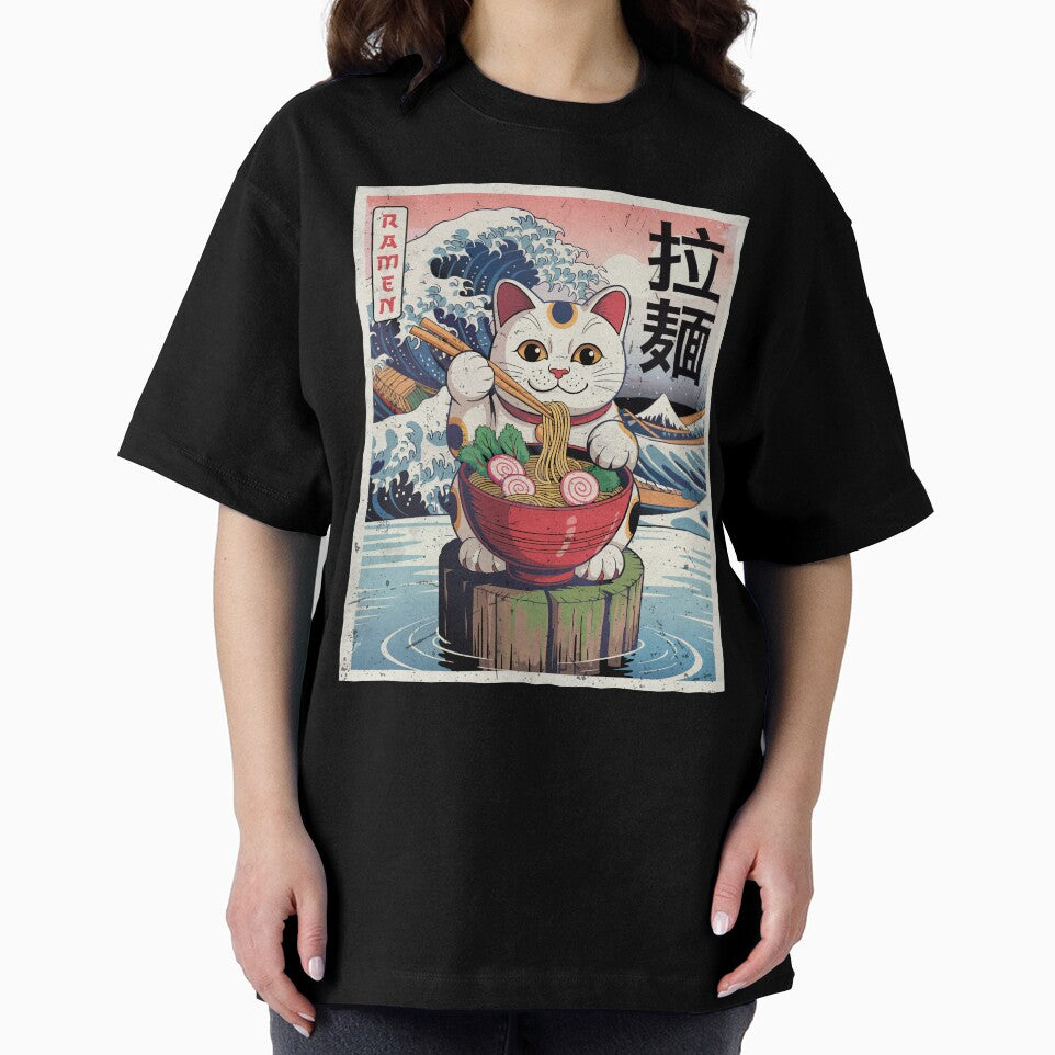 Maneki-Neko Lucky Cat Eating Ramen Noodles by jmbeezee