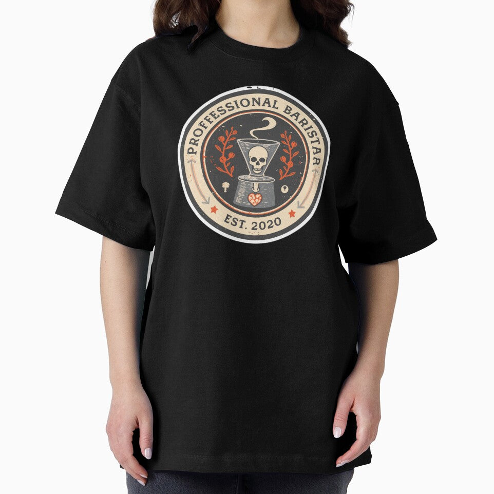 Professional Barista Skull Vintage Coffee Badge - Est 2020 by SandiCreative