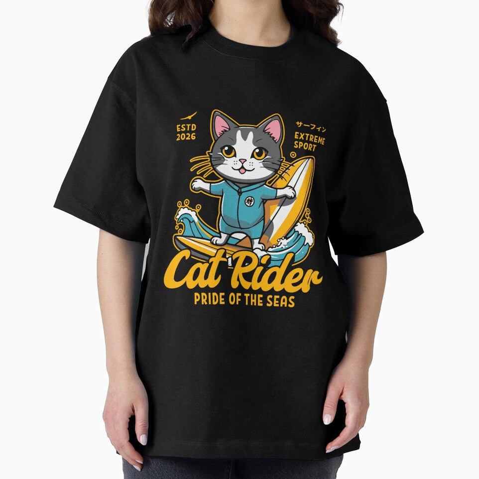 Cat Surf Rider - illustration Essential T-Shirt by Petsyy