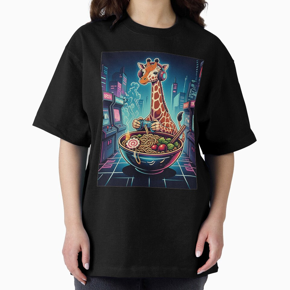 Giraffe Gamer Ramen Neon Arcade by FemmeForge