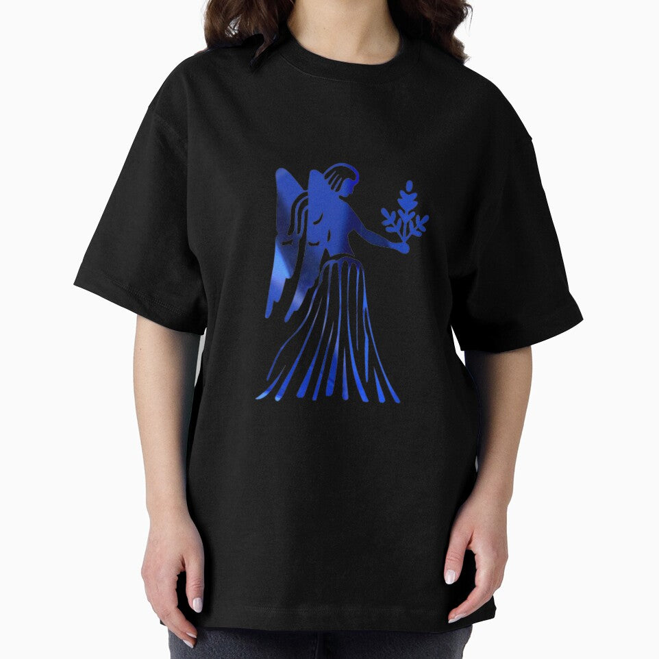 Virgo Zodiac Symbol Silhouette Design With September Birthstone Sapphire Background by TacoRose
