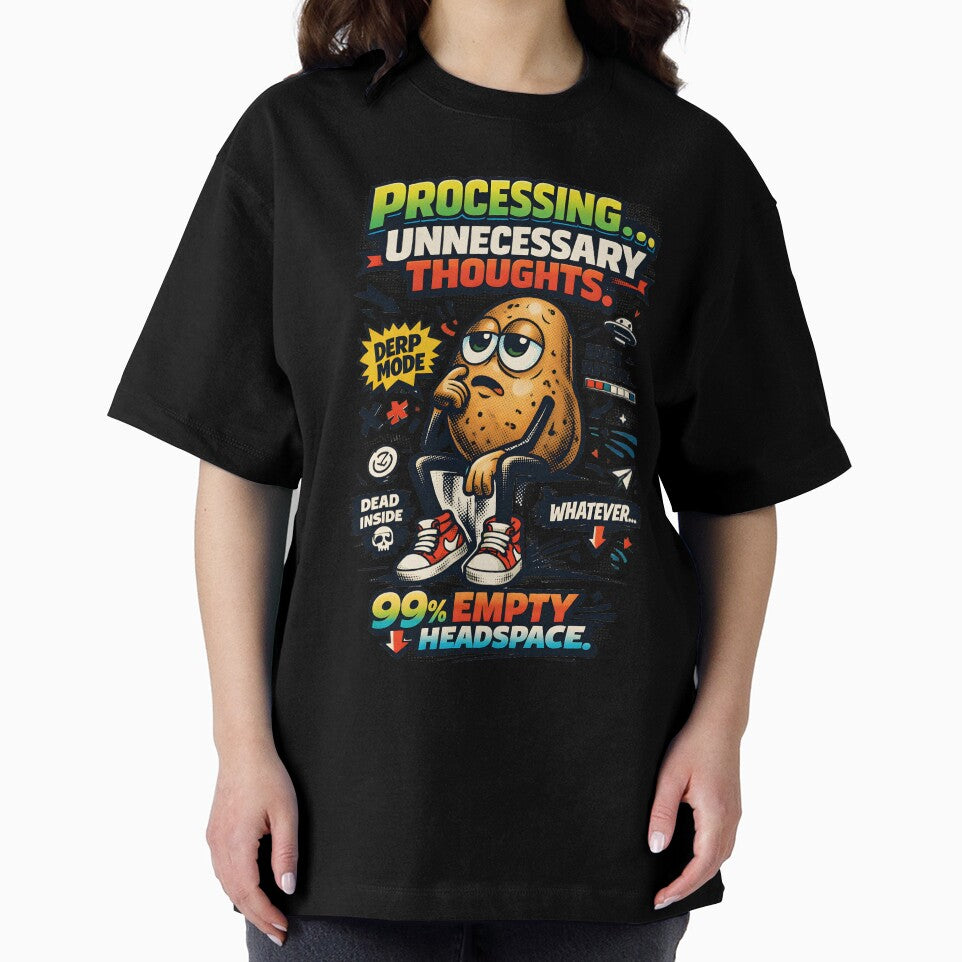 Thinking Potato Processing Unnecessary Thoughts Retro Comic Art - Funny Relatable Mental Health Design by Vivaan Studio by Vivaan Studio
