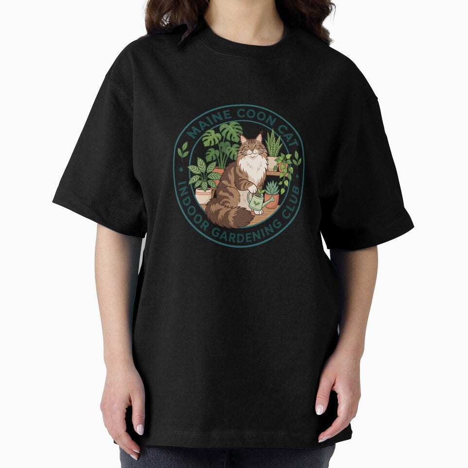 Maine Coon Cat Indoor Gardening Houseplant Monstera by PictoVibe