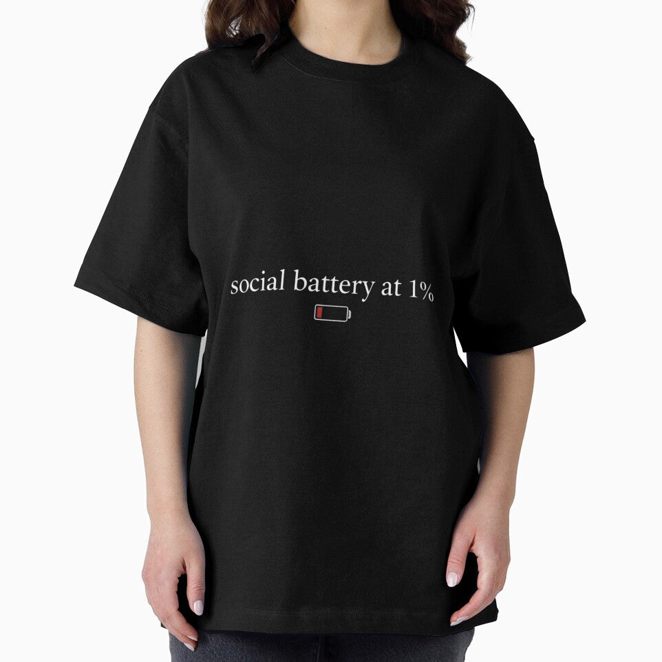 Social Battery 1% Minimalist Design | Introvert Mood Shirt | Low Energy Aesthetic by Low Battery Society