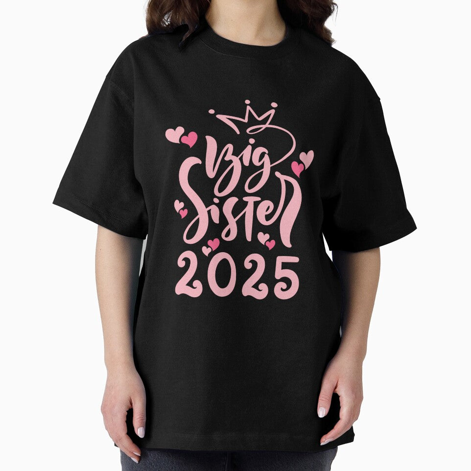 Big sister 2025 cute writing, pink crown and hearts by Lady-Frost