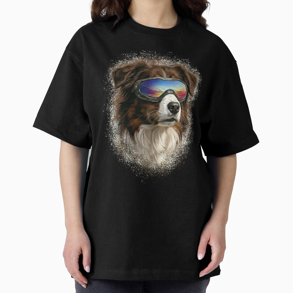 AUSTRALIAN SHEPHERD BROWN AND WHITE WITH GOGGLES by JUPITERINMOTION