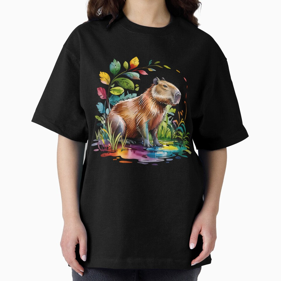 Cute watercolor vibrant rinbow capybara by Ann Miu Deluxe