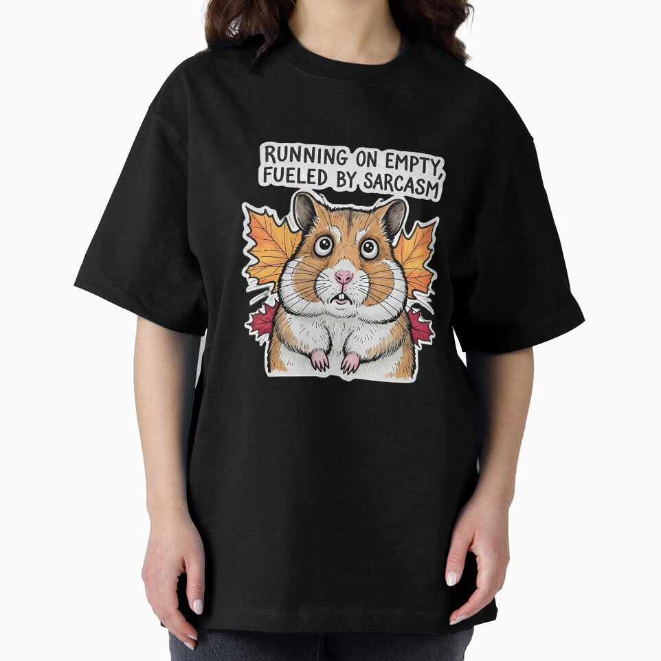 Running On Empty Fueled By Sarcasm - Funny Exhausted Artist Hamster by MoodimalStudio