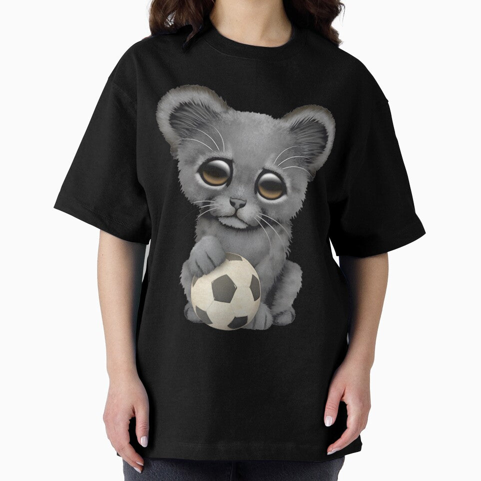 Cute Black Panther Cub With Soccer Ball, Merch By Amazon, Redbubble, Teepublic, Limited Edition, Pe by CamAkimBlake
