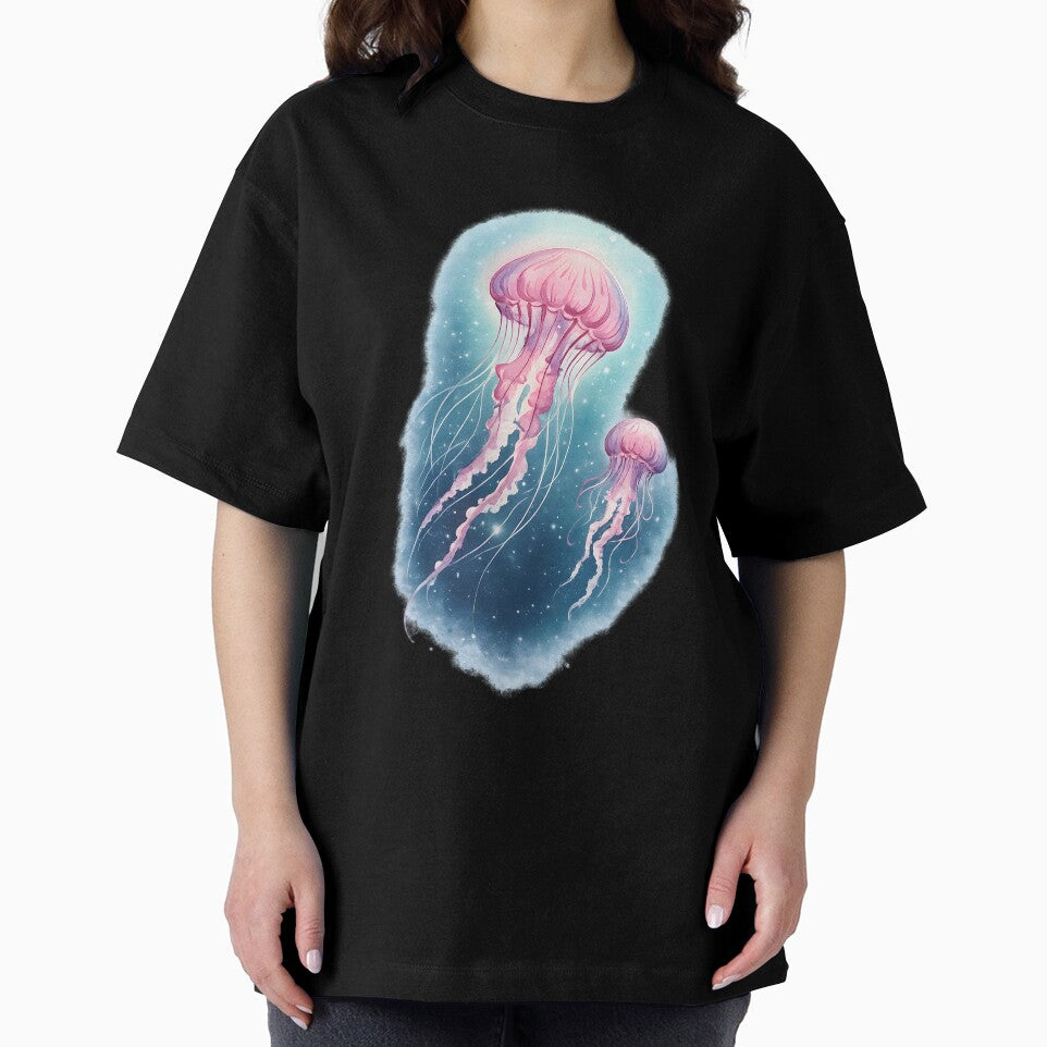 Dreamy Pink Jellyfish in Cosmic Ocean by blankTeeShirt