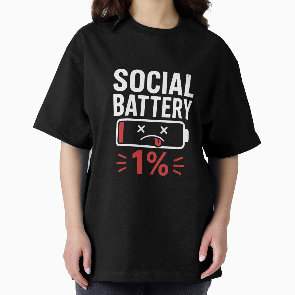 Social Battery 1% Funny Introvert T-Shirt by kaream1308