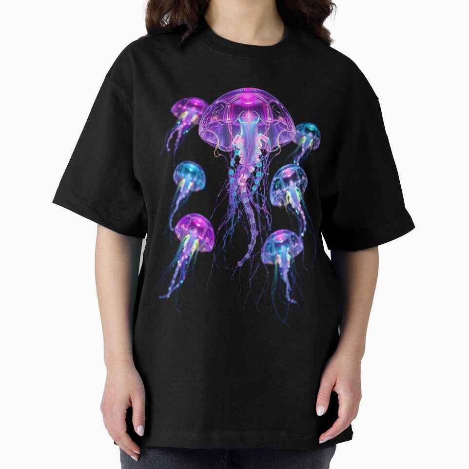 Neon Jellyfish Glow – Psychedelic Deep Sea Art by AstralFiber