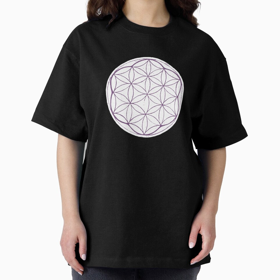 Flower of Life Linocut - Snow + Plum by Irene Estelle