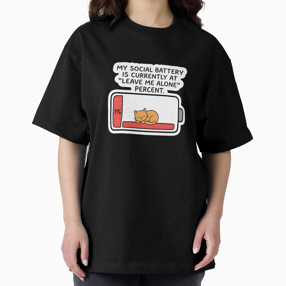 Funny Introvert Low Social Battery Sleeping Cat by CloudDoodleLab