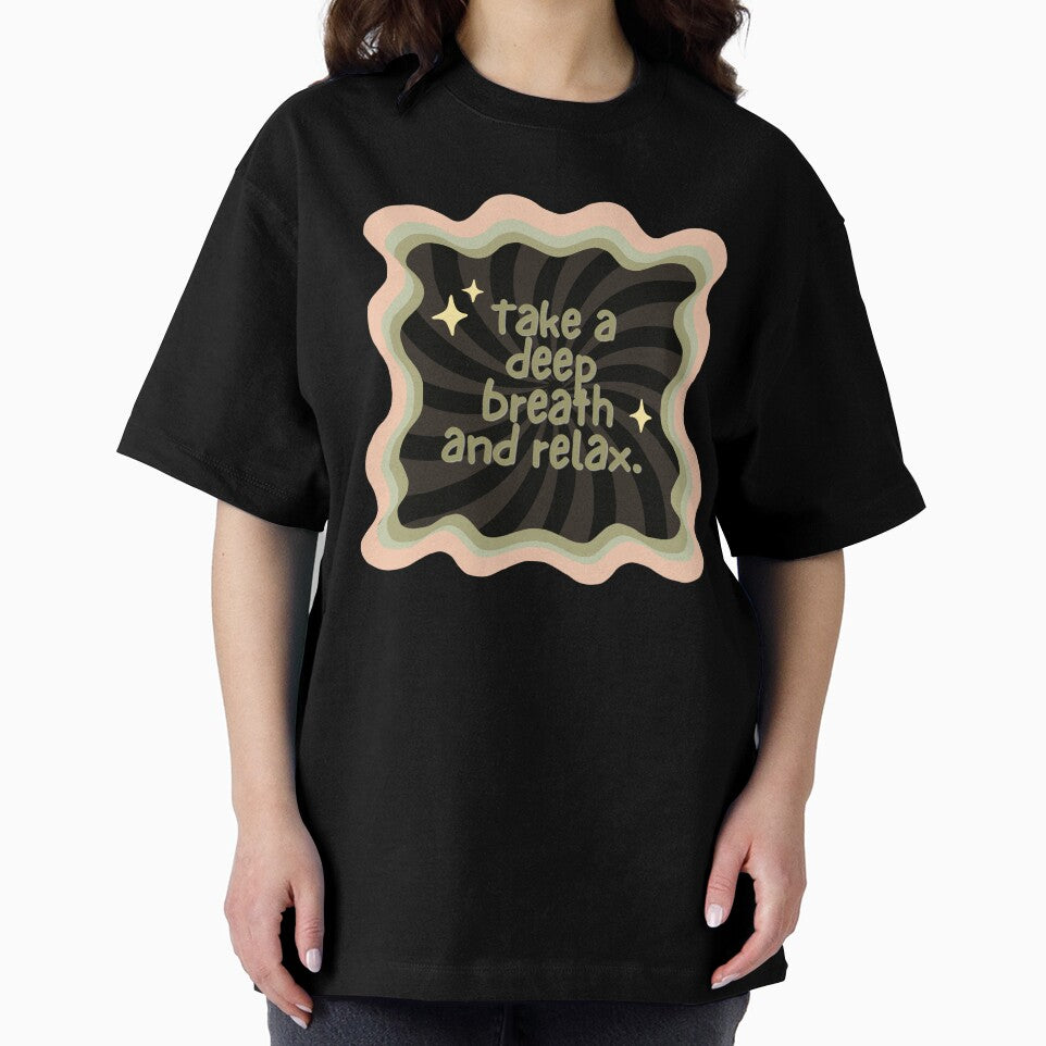 Take A Deep Breath And Relax Retro Swirl Mindfulness Art by Kierra & Co.