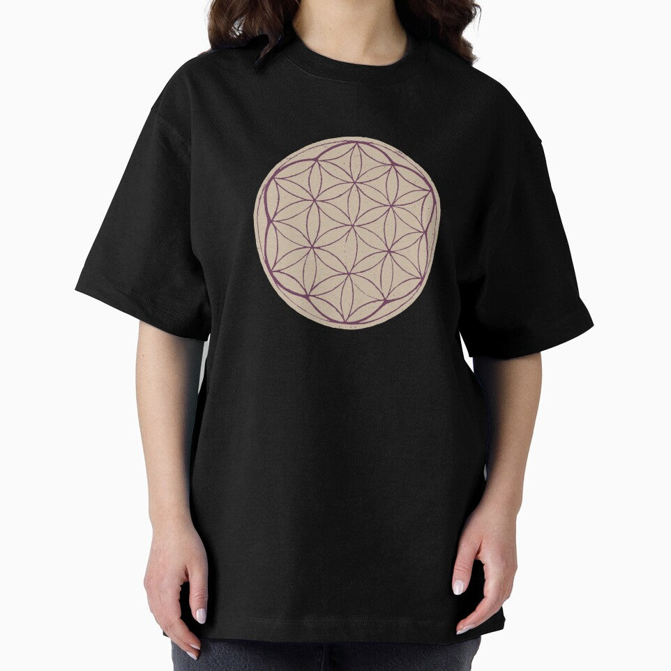 Flower of Life Linocut - Dove + Beet by Irene Estelle