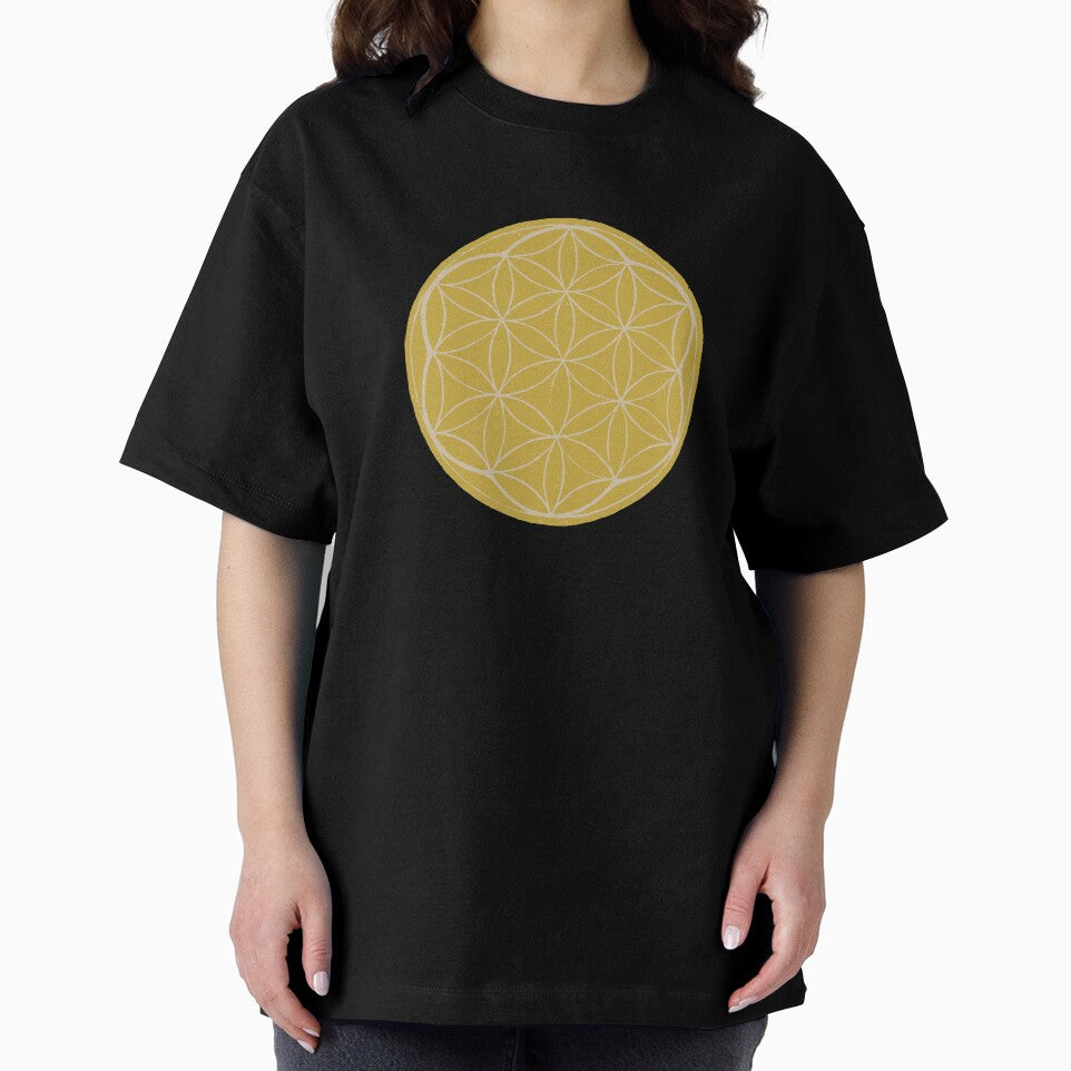 Flower of Life Linocut - Saffron + Dove by Irene Estelle