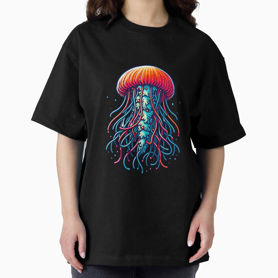 Neon Deep Sea Jellyfish - Vibrant Ocean Life by DARK_NOVA