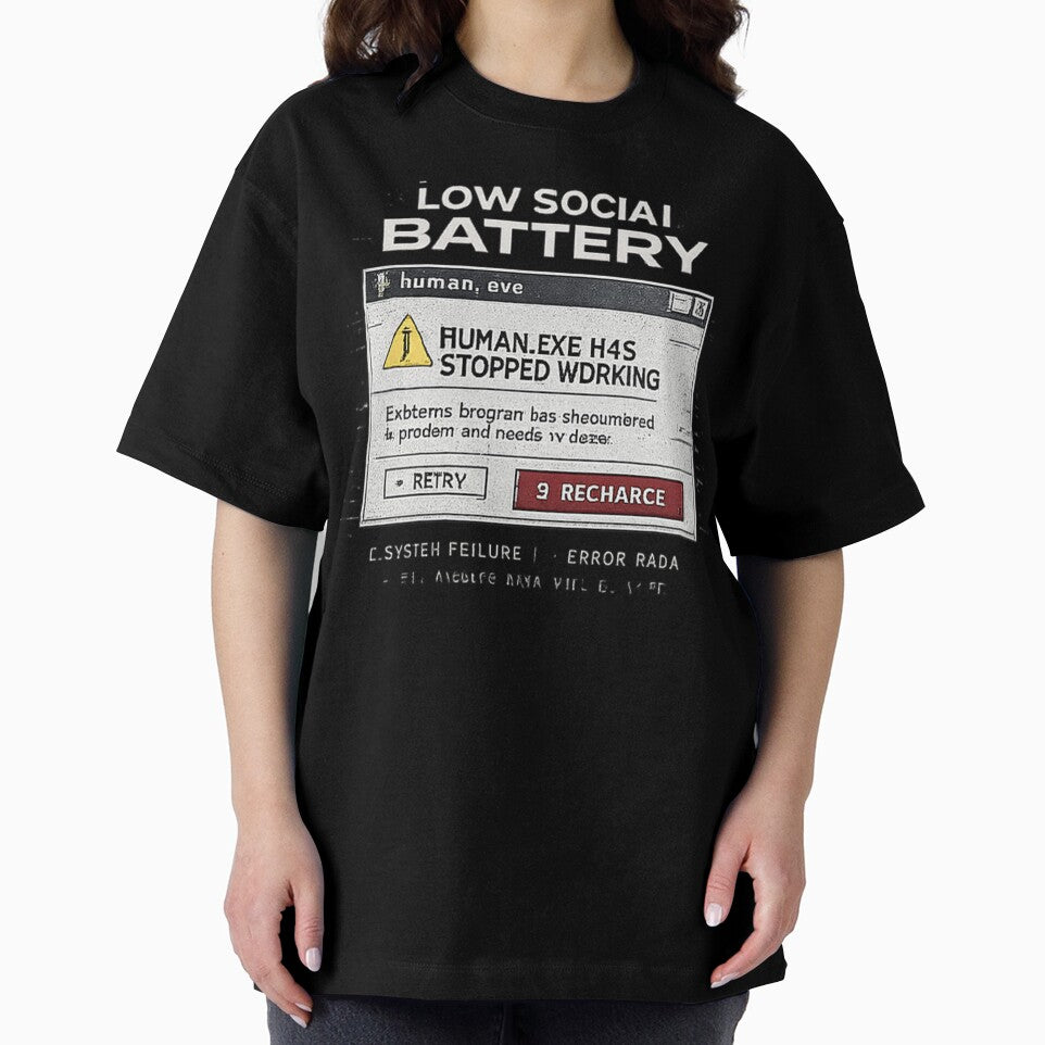 Low Social Battery Introvert T-Shirt – Digital Error Aesthetic Tee by SoftErrorStudio