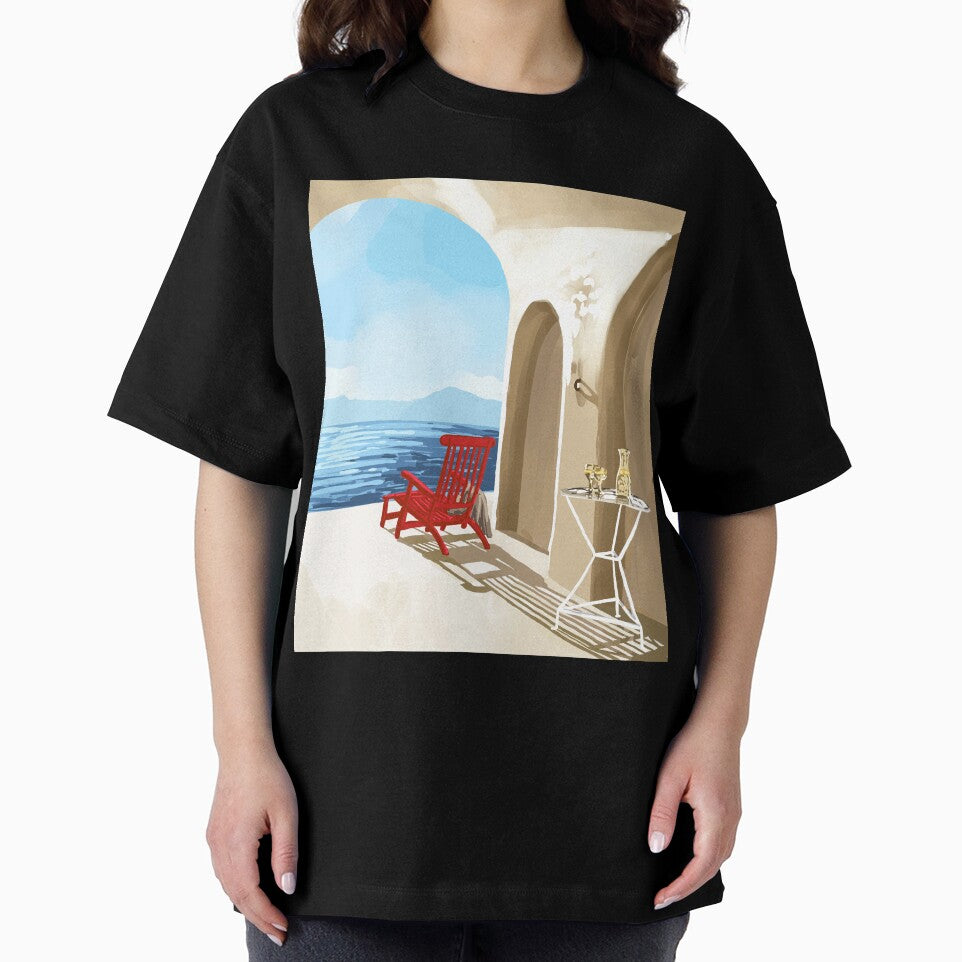 Solitude By The Sea, Tropical Travel Nature Architecture, Ocean Landscape Eclectic Painting by 83oranges.com