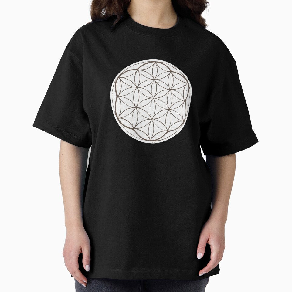 Flower of Life Linocut - Snow + Earth by Irene Estelle