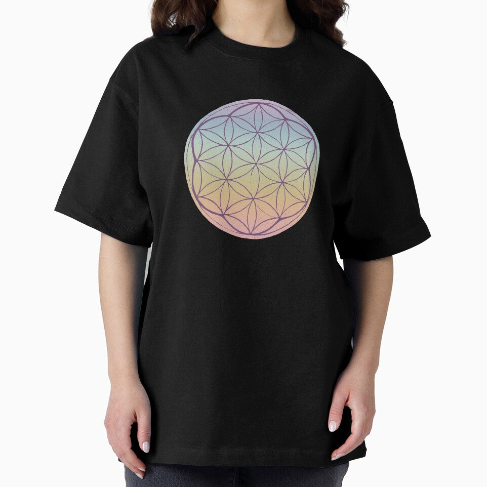 Flower of Life Linocut - Rainbow Sorbet + Plum by Irene Estelle