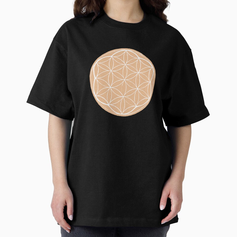 Flower of Life Linocut - Melon + Snow by Irene Estelle