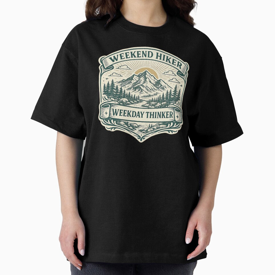 Weekend Hiker Weekday Thinker Badge by Raddoodles