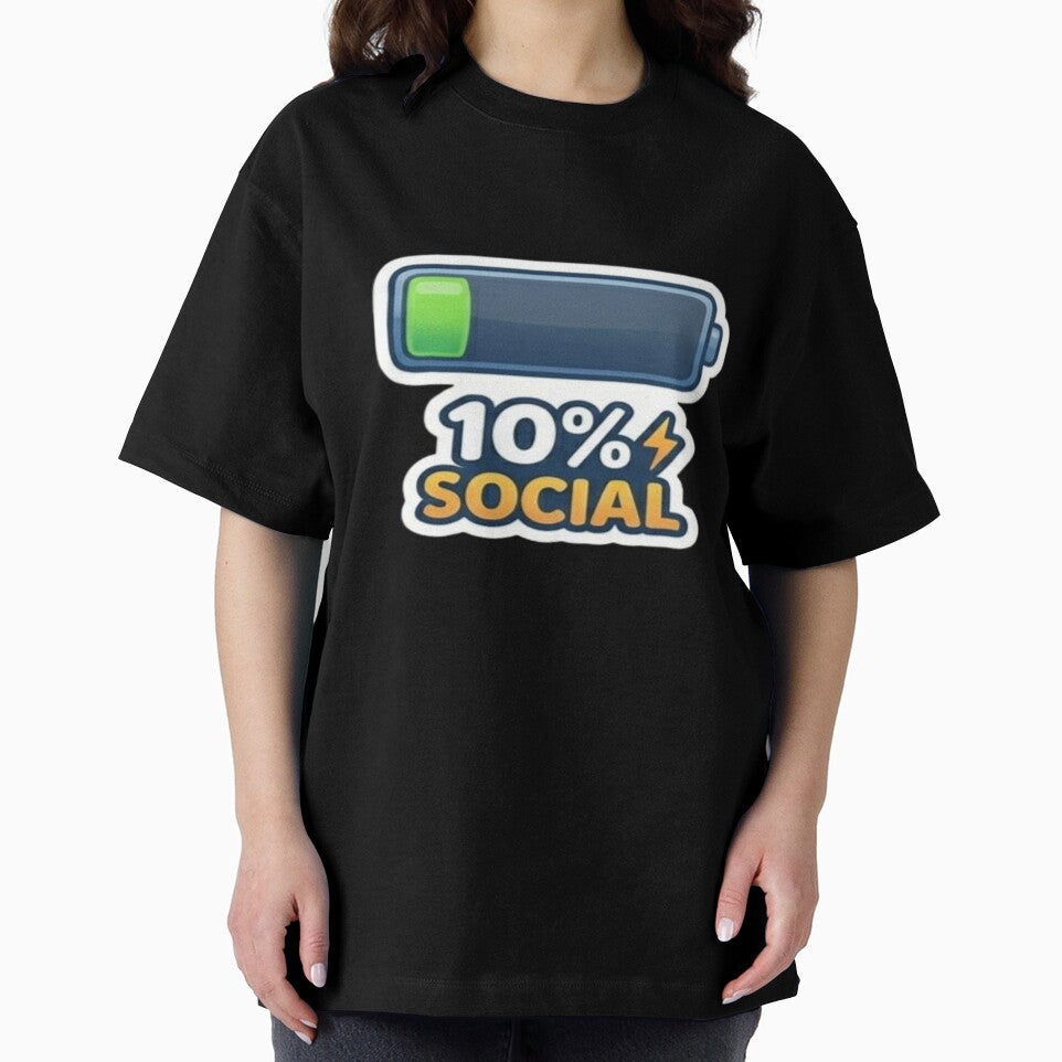 10% Social Battery Sticker – Low Energy Introvert Funny Design by Velora Design