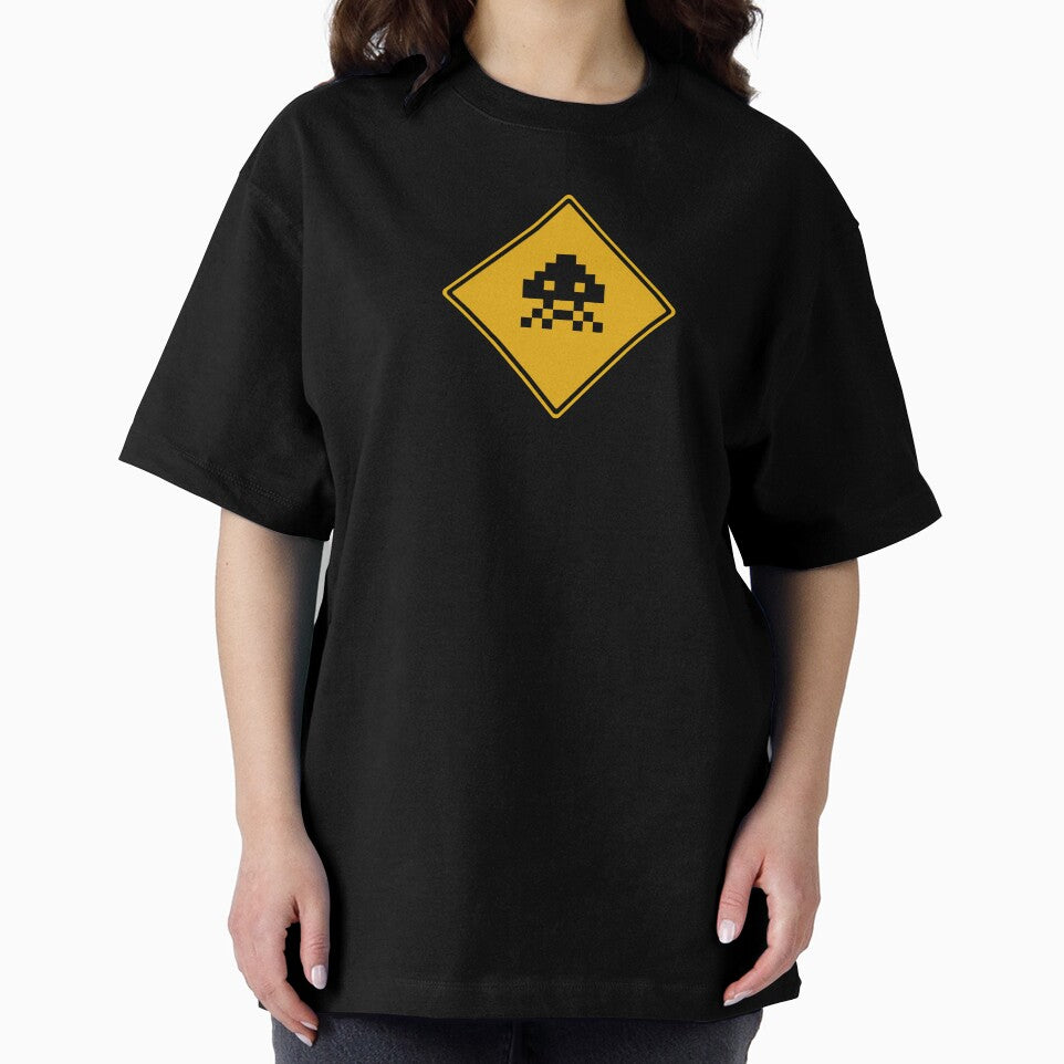 Pixelised Invader 03 Silhouette Road Sign by Dalekboy