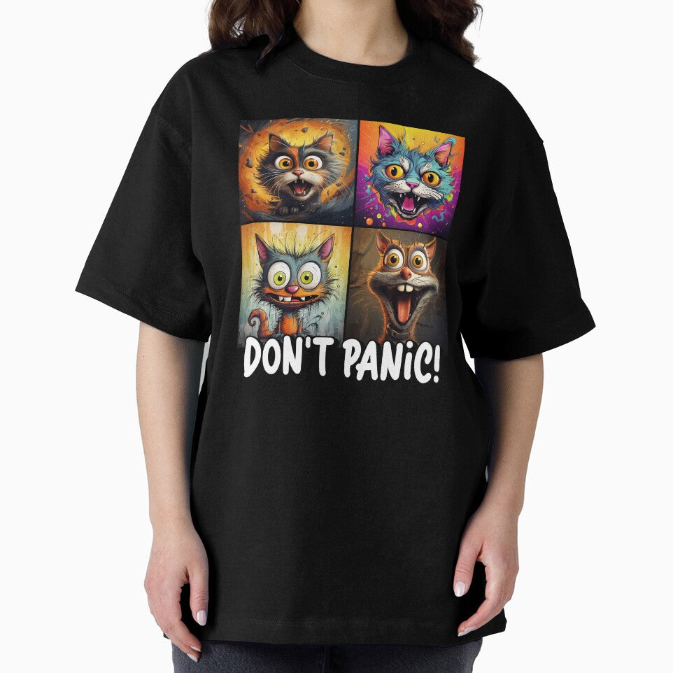 Don't panic Crazy kitty. Cartoon funny design by PepeCartoon