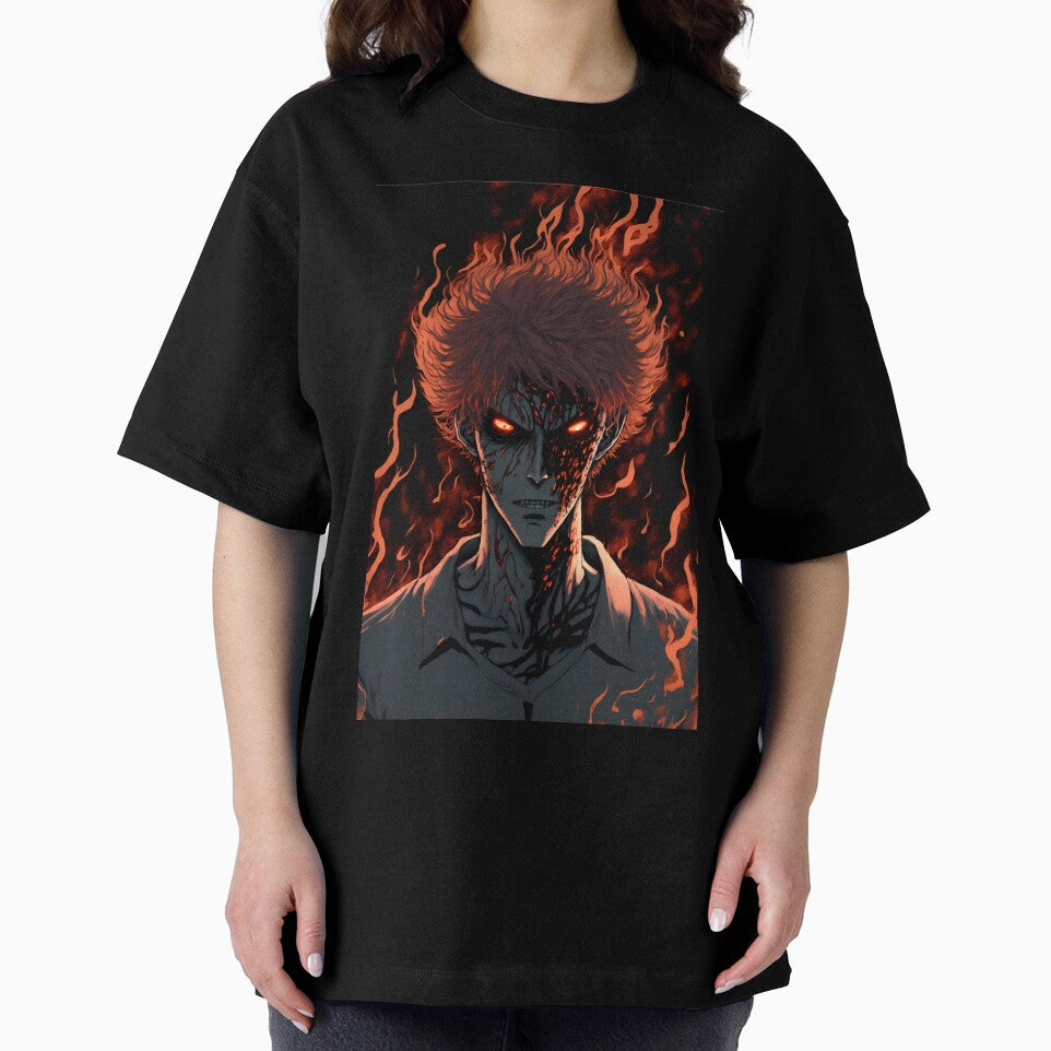Anime Demon Student with Fire hair by Bubblebuk