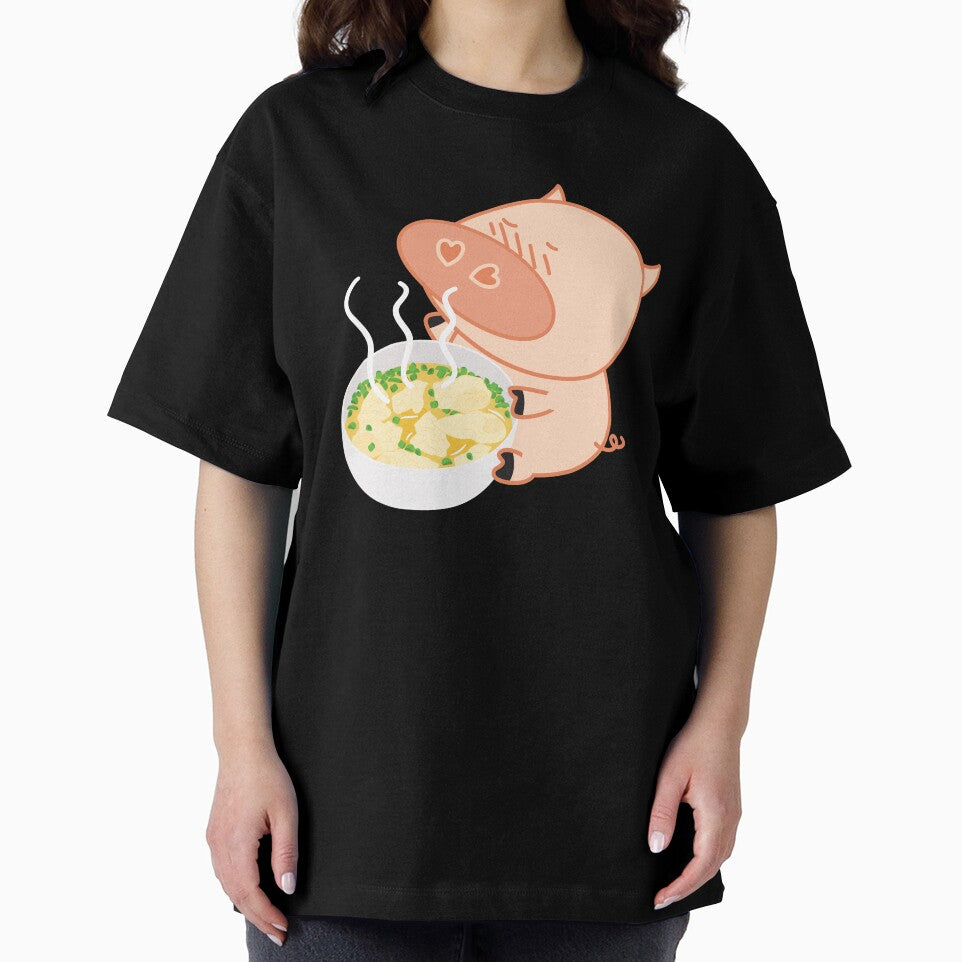 Funny Pig and Chinese Pork Wonton Soup by Lulupainting