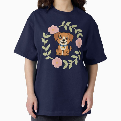 A cute and loyal dog surrounded by a wreath of flowers by LOVEARTDESIGN
