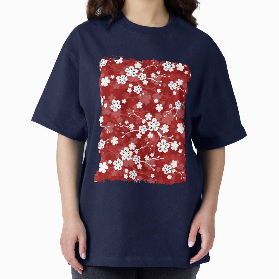 Red and white cherry blossom pattern by adenaJ