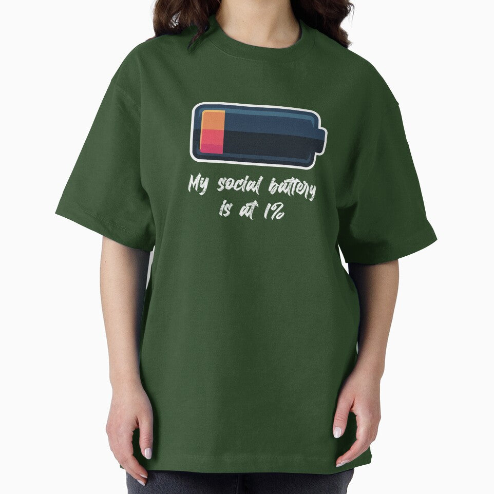 My Social Battery Is At 1% - Funny Introvert Gift T-Shirt by Art JSMY