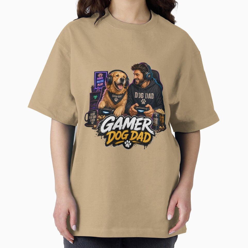 Midnight Gamer Golden Retriever Dog Dad Kawaii Gaming T-Shirt by Ashley critters